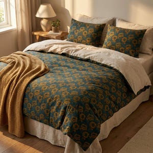 Sunflower Pattern Cotton Bed Set | Floral Duvet Cover Pillowcase image 1
