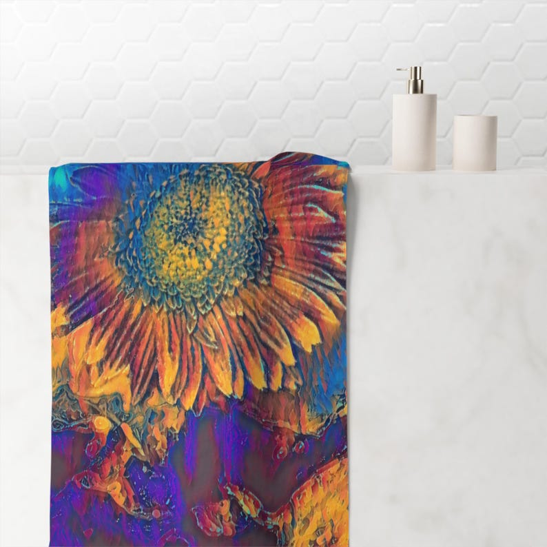 Psychedelic Sunflower Mink-Cotton Towel