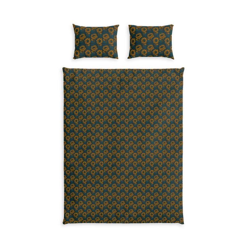 Sunflower Pattern Cotton Bed Set | Floral Duvet Cover Pillowcase image 2