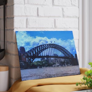 Sydney Harbour Bridge Glass Cutting Board, Landmark Kitchen Decor image 2