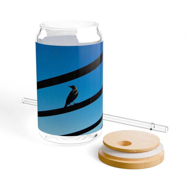 Silhouette Bird on Wires Sipper Glass | 16oz image 4