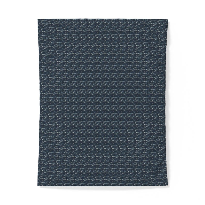 Navy Whale Pattern Cotton Duvet Cover | Nautical Marine Ocean Print image 5