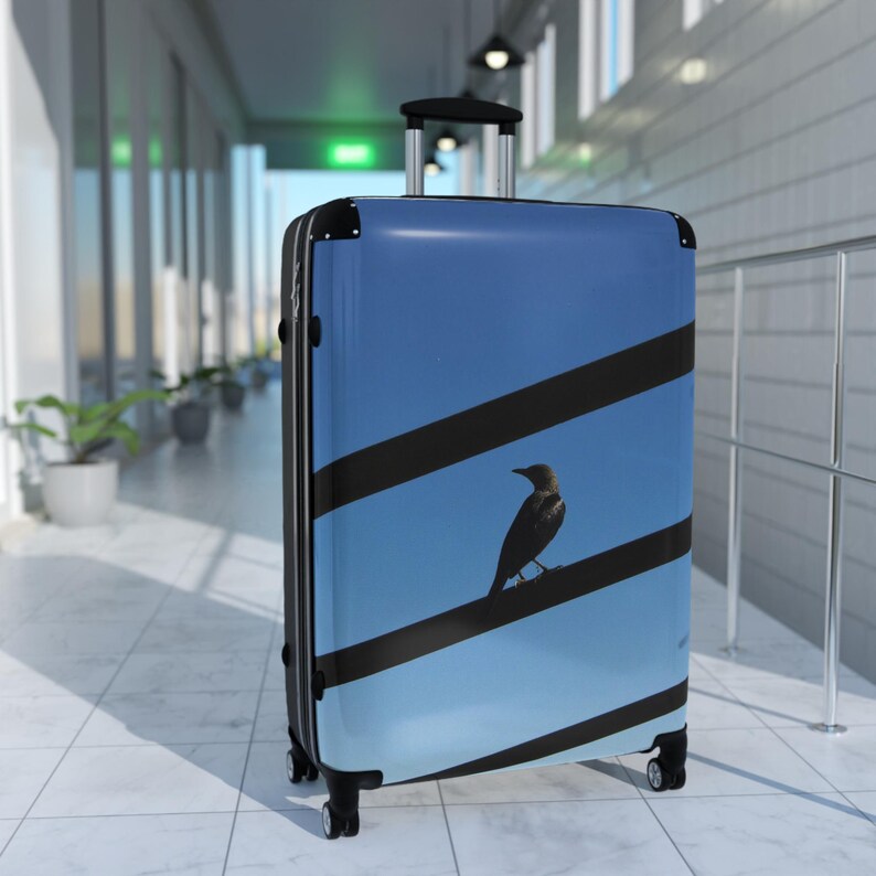 Bird Silhouette on Wire Suitcase | Travel Luggage Cover image 7