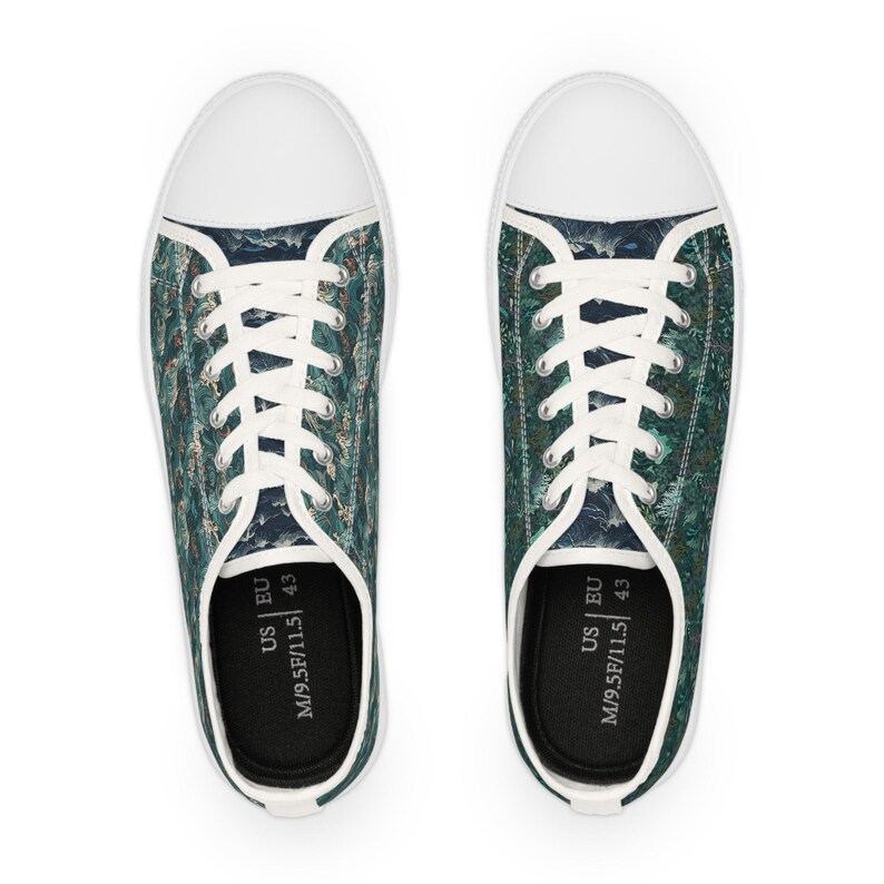 Sneakers basse da uomo color verde acqua con stampa astratta effetto marmo / Scarpe da barca in tela con motivo artistico immagine 5