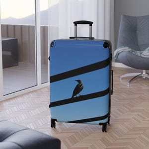 Bird Silhouette on Wire Suitcase | Travel Luggage Cover image 9