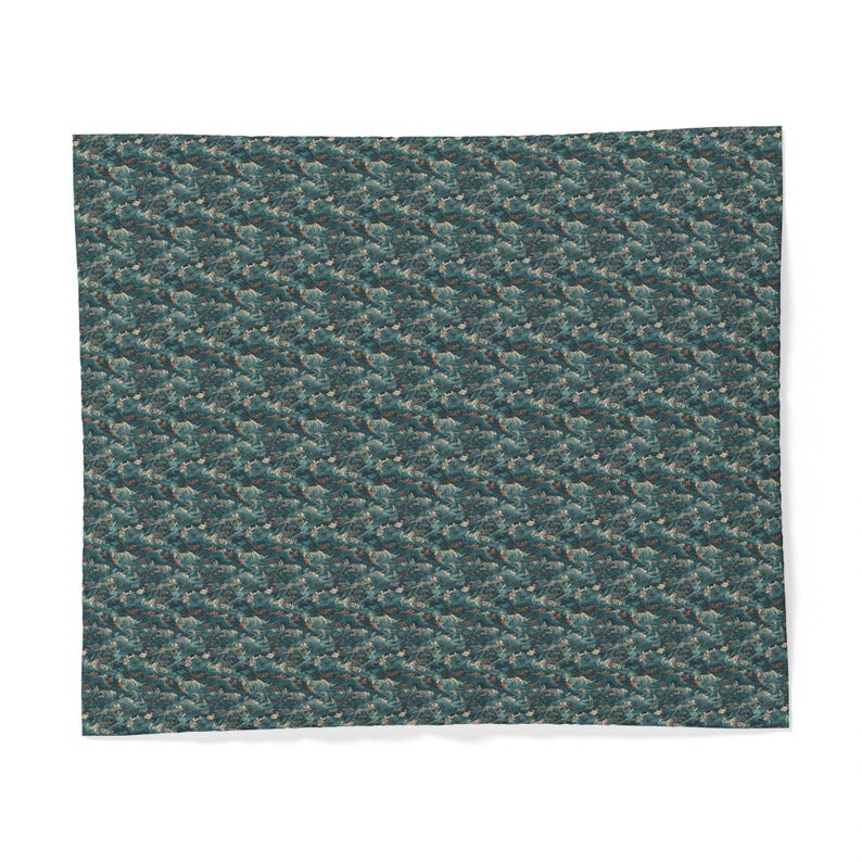Teal Herringbone Texture Cotton Duvet Cover | Rustic Geometric Bedroom Decor image 8