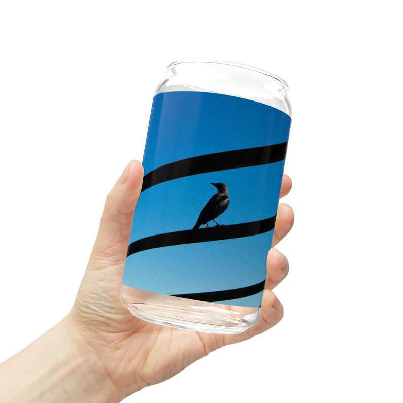 Silhouette Bird on Wires Sipper Glass | 16oz image 14