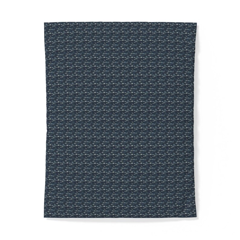 Navy Whale Pattern Cotton Duvet Cover | Nautical Marine Ocean Print image 6