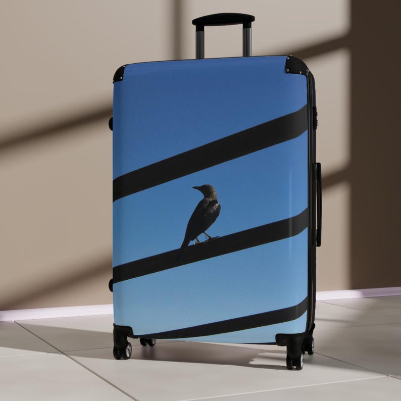 Bird Silhouette on Wire Suitcase | Travel Luggage Cover image 8