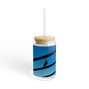 Silhouette Bird on Wires Sipper Glass | 16oz image 5