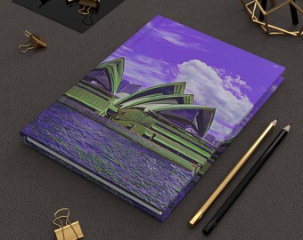 Purple Sydney Opera House Seascape Hardcover Journal