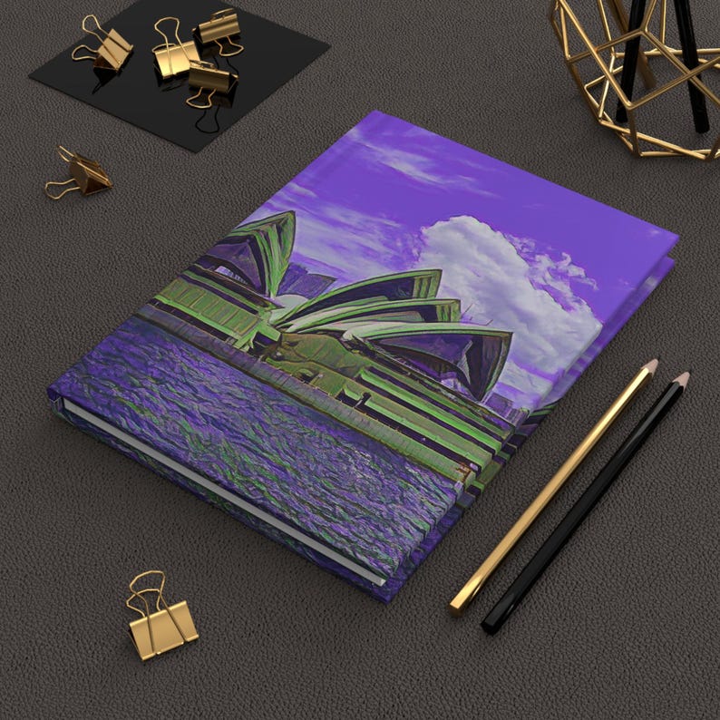 Purple Sydney Opera House Seascape Hardcover Journal