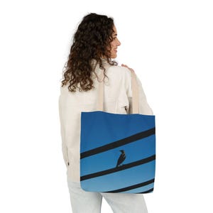 Bolso de mano con silueta de pájaro en alambres / Bolso de lona imagen 13