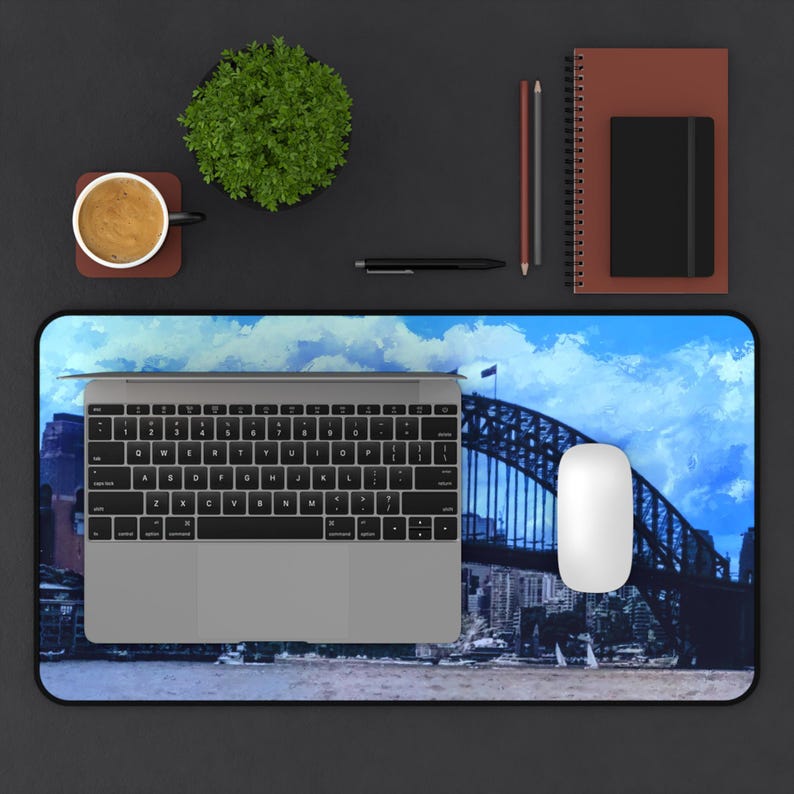 Sydney Harbour Bridge Desk Mat | Cityscape Mouse Pad, Blue Sky Waterfront image 4