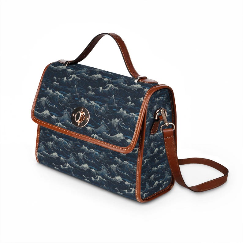 Ocean Wave Pattern Waterproof Canvas Bag image 3