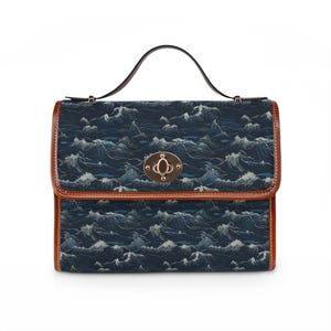 Ocean Wave Pattern Waterproof Canvas Bag