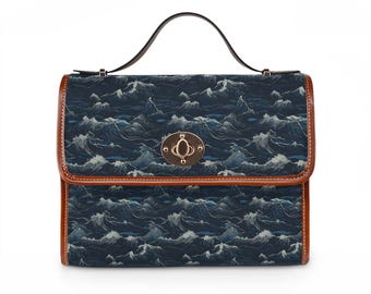 Ocean Wave Pattern Waterproof Canvas Bag