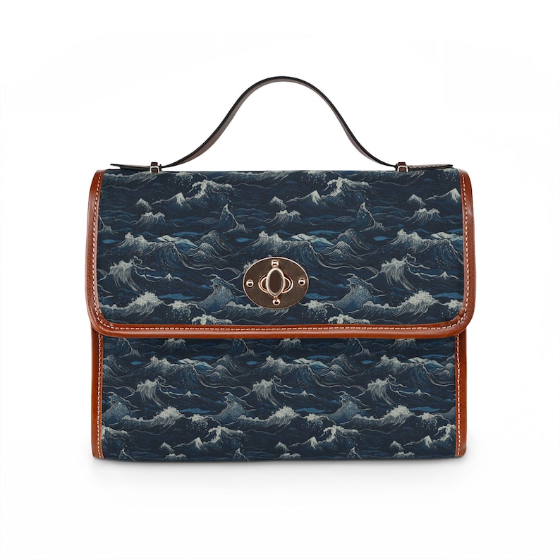 Ocean Wave Pattern Waterproof Canvas Bag