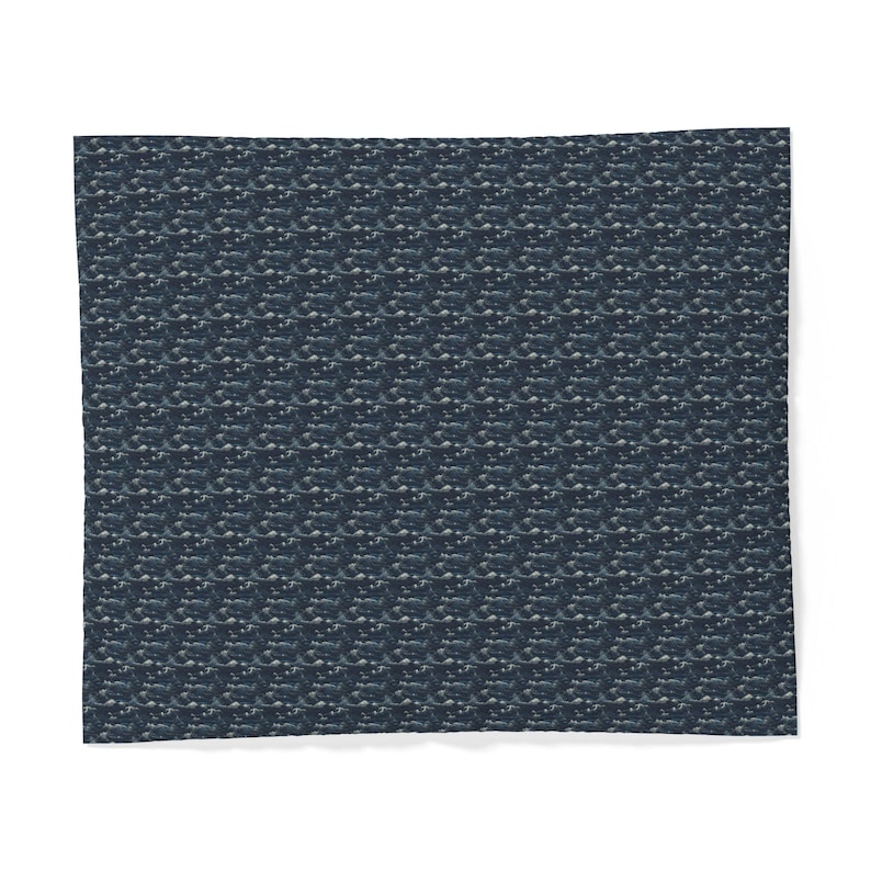 Navy Whale Pattern Cotton Duvet Cover | Nautical Marine Ocean Print image 8
