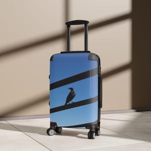 Bird Silhouette on Wire Suitcase | Travel Luggage Cover image 1