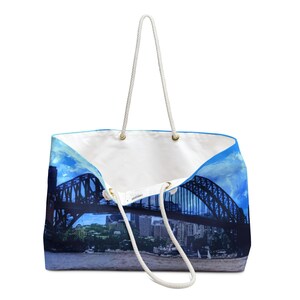 Sydney Harbour Bridge Weekender Bag | Coastal Travel Tote, Cityscape Print image 4