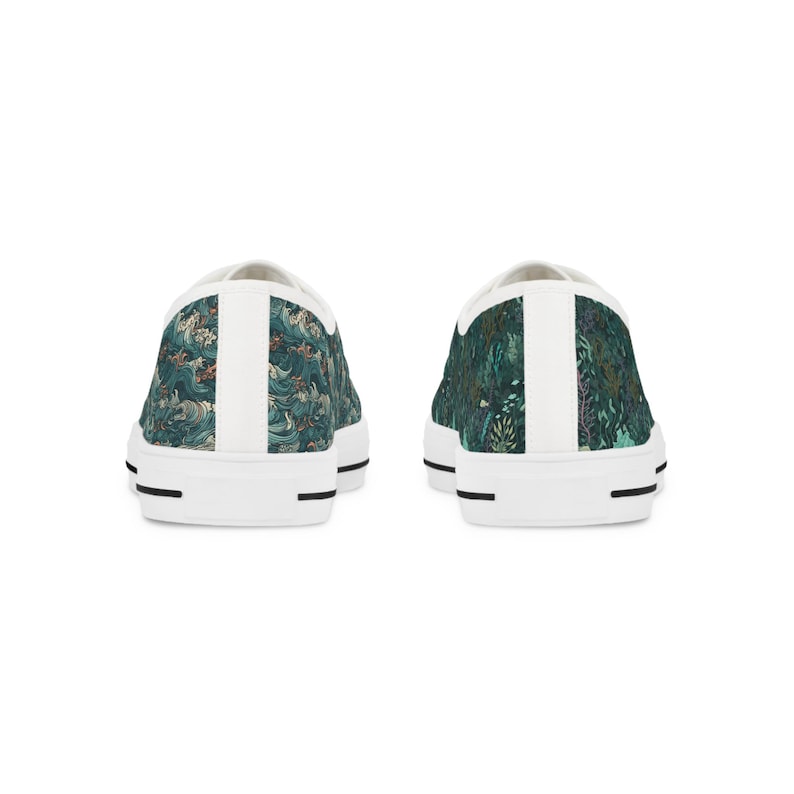 Sneakers basse da uomo color verde acqua con stampa astratta effetto marmo / Scarpe da barca in tela con motivo artistico immagine 7
