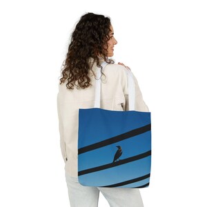Bolso de mano con silueta de pájaro en alambres / Bolso de lona imagen 17