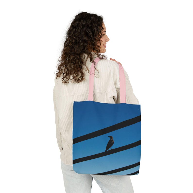Bolso de mano con silueta de pájaro en alambres / Bolso de lona imagen 16