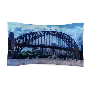 Sydney Harbour Bridge Pillow Sham | Coastal Cityscape Home Decor image 3