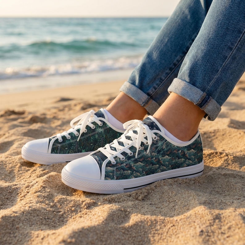 Teal Abstract Marble Low Top Sneakers