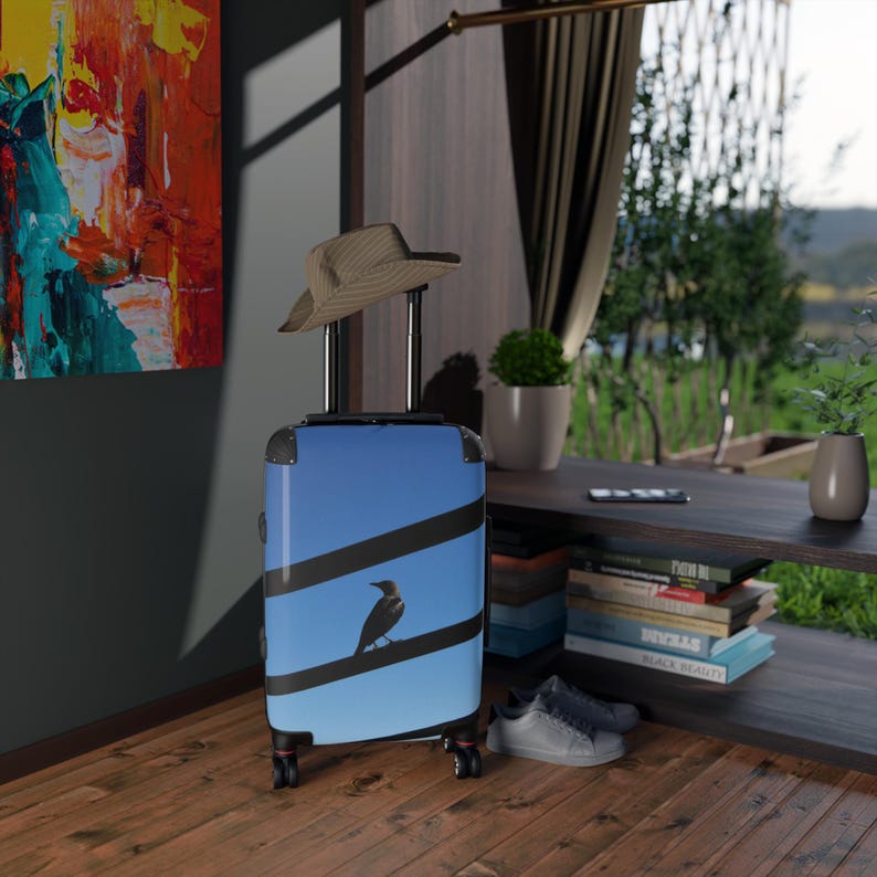 Bird Silhouette on Wire Suitcase | Travel Luggage Cover image 3