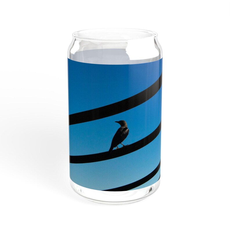 Silhouette Bird on Wires Sipper Glass | 16oz image 10