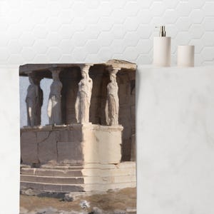 Caryatid Porch of the Erechtheion Towel | Ancient Greek Temple Beach Towel image 1