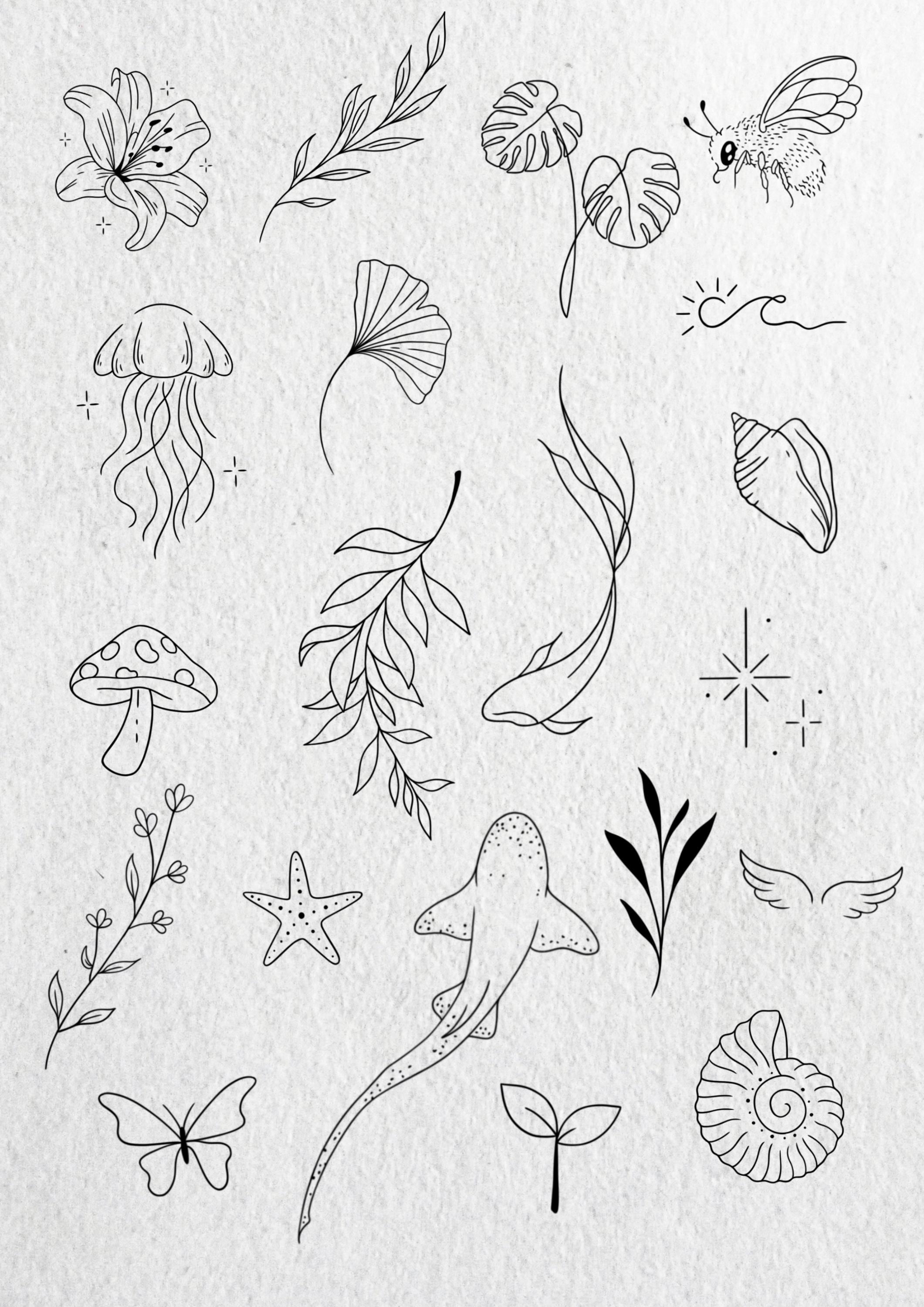 Fine Line Tattoo Fillers, Small Minimal Tattoo Designs, Flash - Etsy