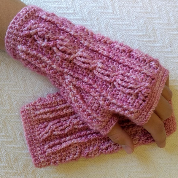 Fingerless Gloves Crochet Pattern | Women's Fingerless Gloves Pattern With Cables, Small, Medium, Large Sizes