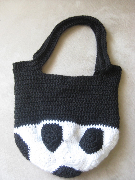 Crochet Pattern Soccer Ball Bag Black and White Handbag Tote Etsy