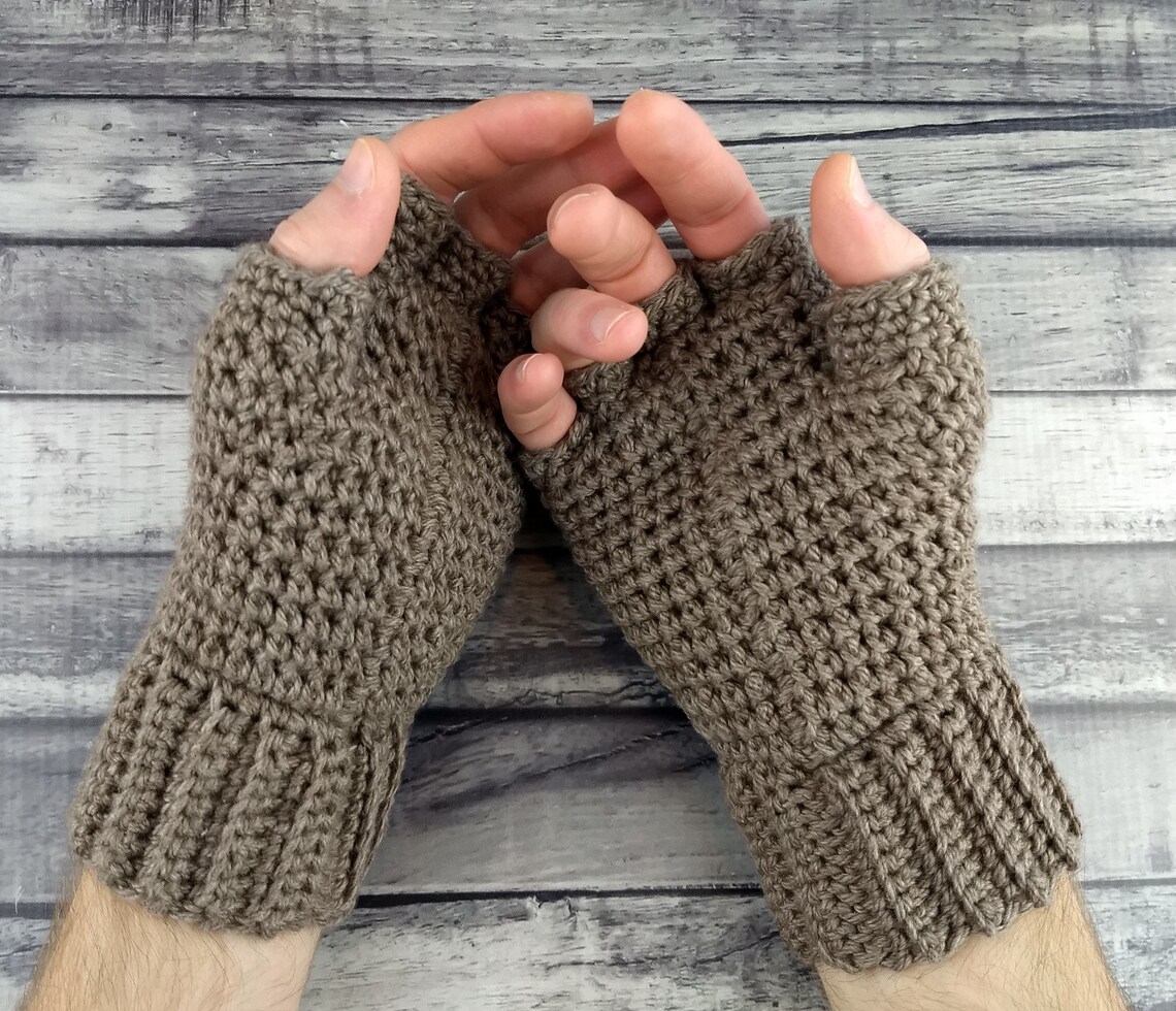Men's Thermal Fingerless Gloves Crochet Pattern Etsy