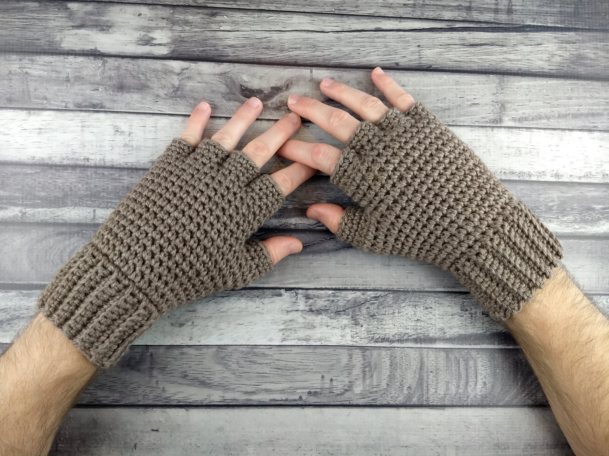 Buy Men's Thermal Fingerless Gloves Crochet Pattern Online in
