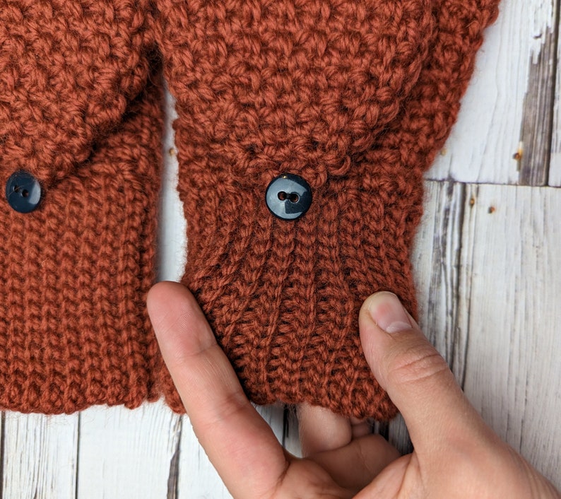 Moss Stitch Fingerless Gloves Crochet Pattern for Men and Women / Unisex Adult Crochet Fingerless Gloves With Flap image 10
