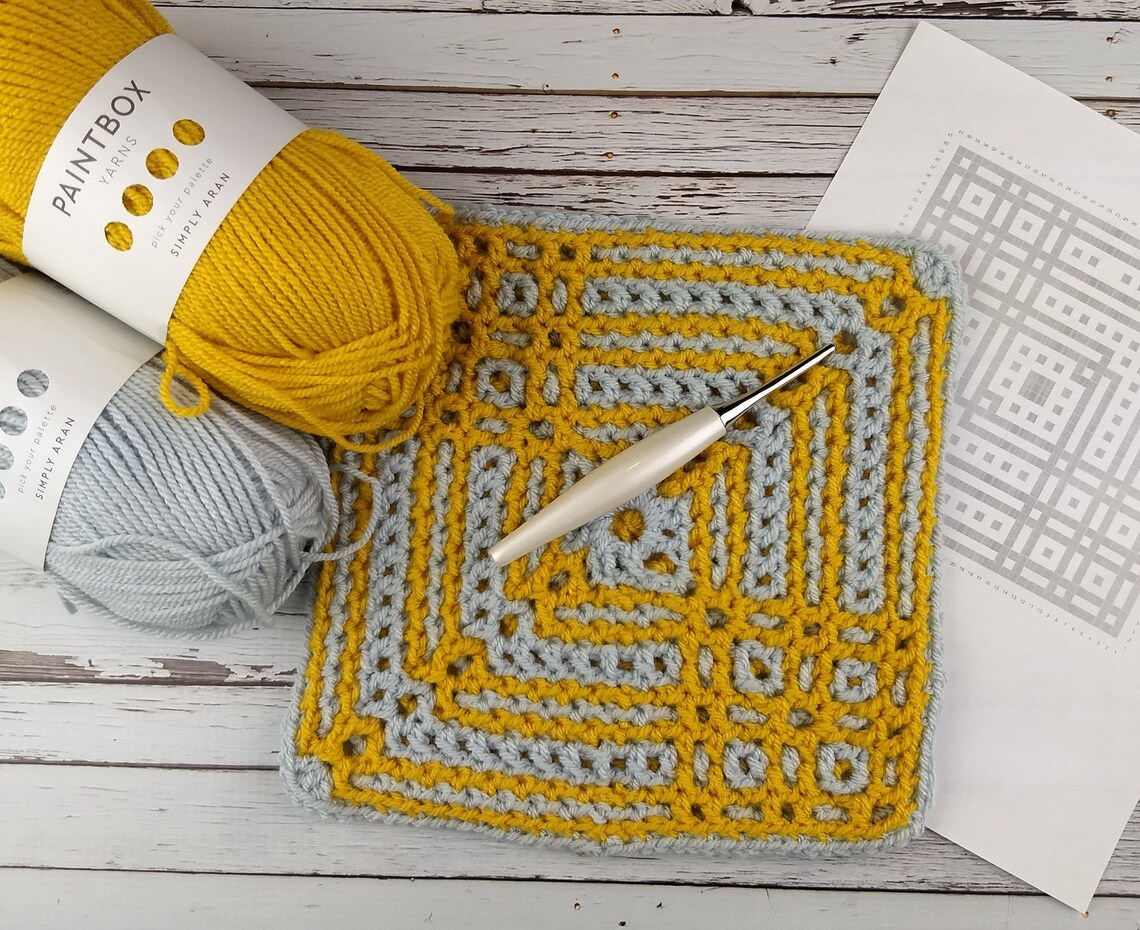 Interlocking Crochet Square Crochet Blanket Square October Etsy