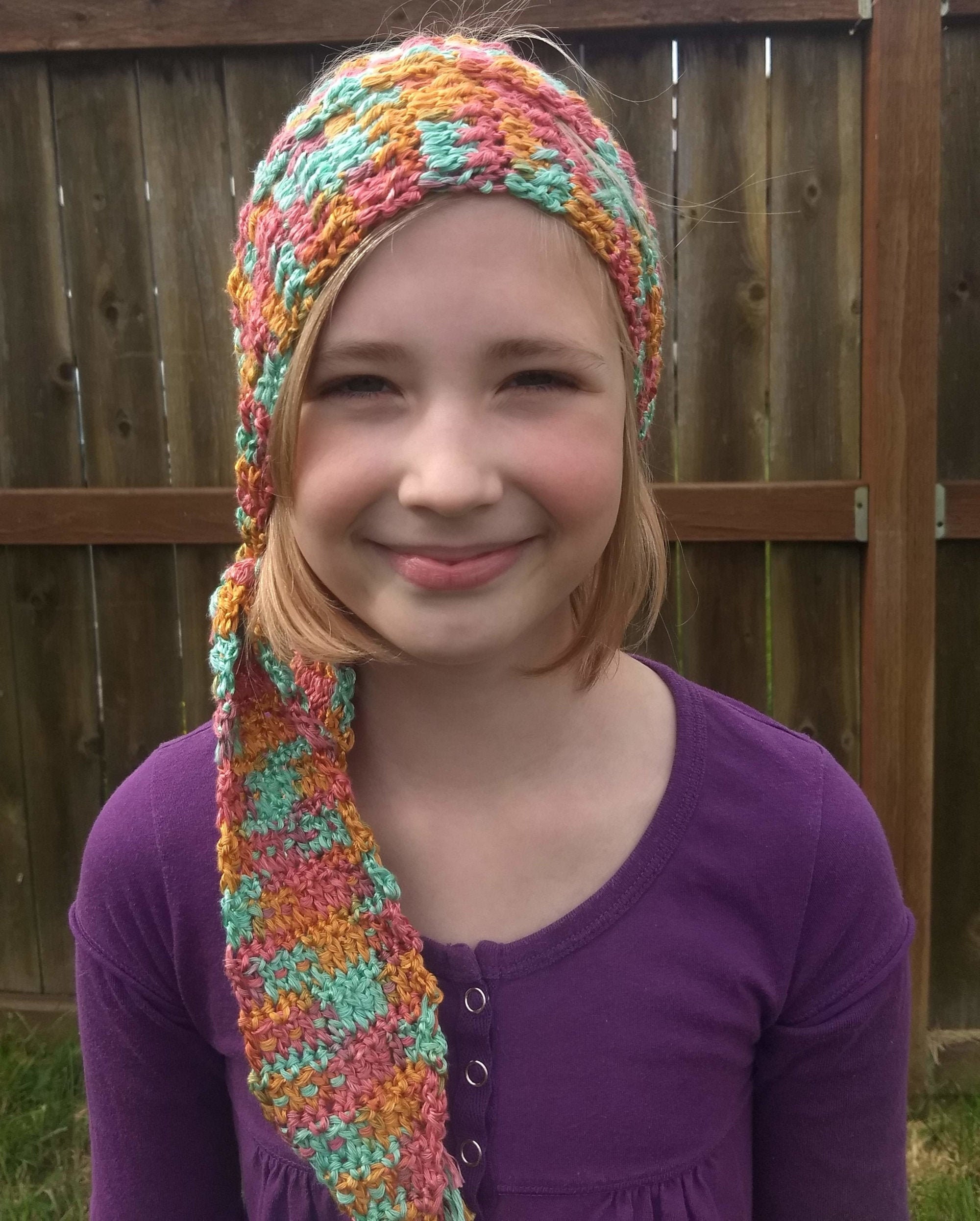 30 Head Scarf Crochet Patterns for Bandanas, Kerchiefs, and Stylish Wraps 9 Mia Head Scarf Crochet Pattern for Head Wrap or Thin Scarf
