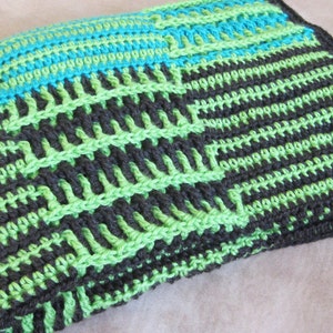 Baby Blanket Crochet Pattern - Deeply Textured Baby Blanket Blue Green Gray