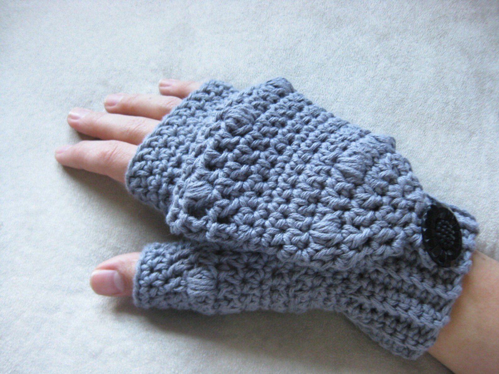 Puff Stitch Fingerless Gloves Crochet Pattern with Flap Etsy