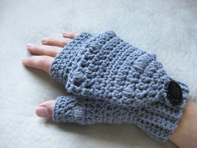 Puff Stitch Fingerless Gloves Crochet Pattern With Flap Etsy