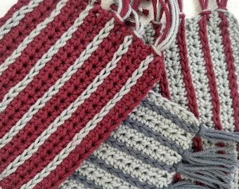 Stripes Overlay Mug Rugs Crochet Pattern | Crochet Coaster Pattern