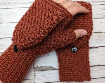 Moss Stitch Fingerless Gloves Crochet Pattern for Men and Women / Unisex Adult Crochet Fingerless Gloves With Flap