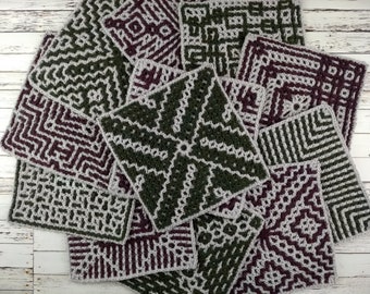 Interlocking Tiles Blanket Squares Set | Interlocking Crochet Blanket Pattern