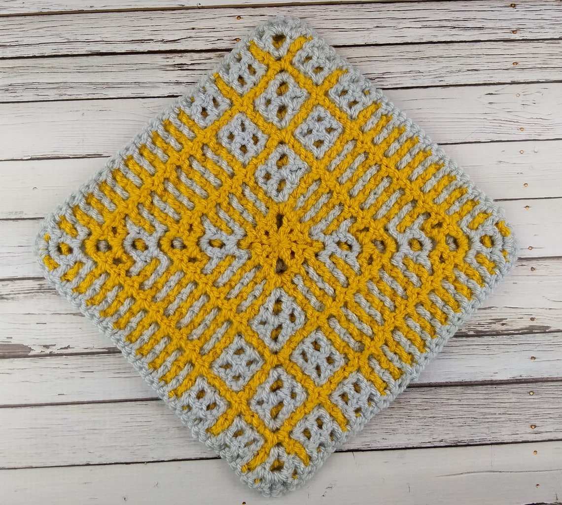 Interlocking Crochet Square Crochet Blanket Square October Etsy