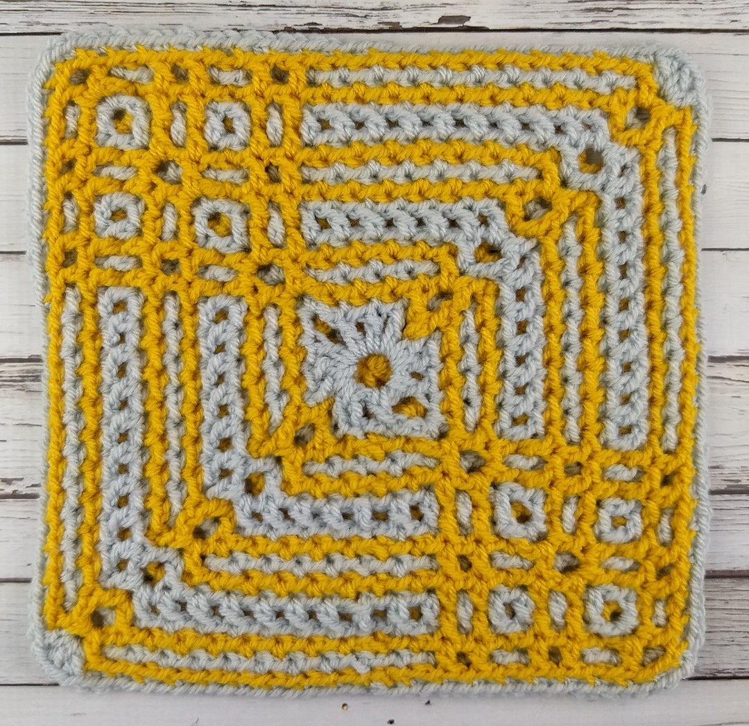 Interlocking Crochet Square Crochet Blanket Square October Etsy