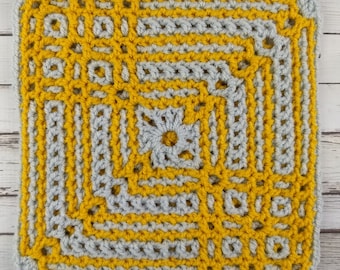 Interlocking Crochet Square | Crochet Blanket Square | October Interlocking Crochet Square in the Round